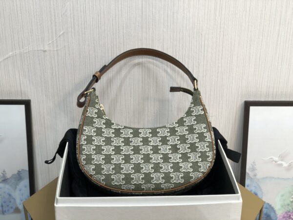 1:1 Replica Celine Ava Bag In Triomphe Canvas Green For Women 9in/23cm