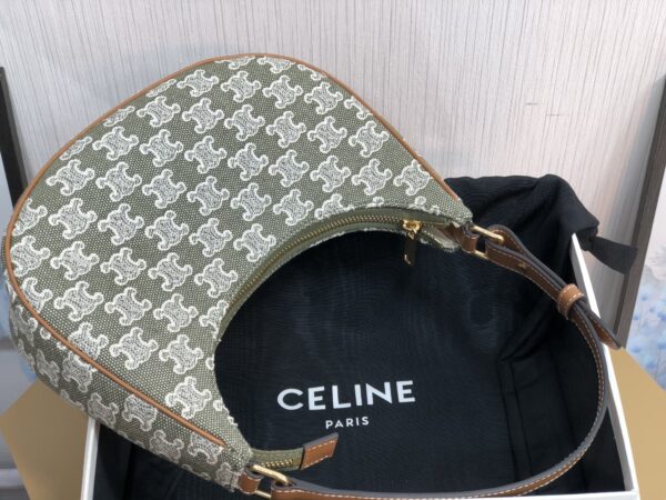 1:1 Replica Celine Ava Bag In Triomphe Canvas Green For Women 9in/23cm