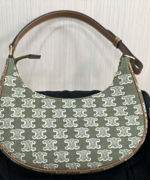 1:1 Replica Celine Ava Bag In Triomphe Canvas Green For Women 9in/23cm