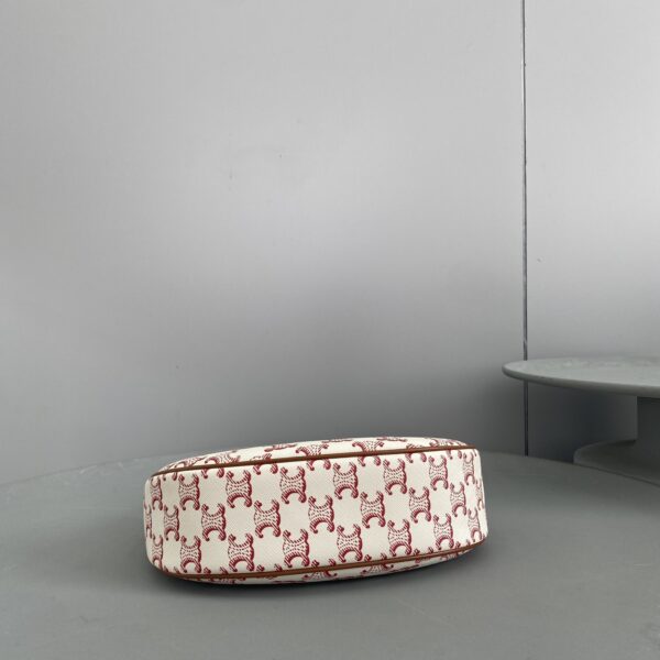 1:1 Replica Celine Ava Bag In Triomphe Canvas White/Red For Women 9in/23.5cm