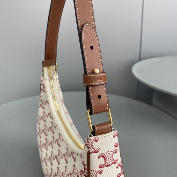 1:1 Replica Celine Ava Bag In Triomphe Canvas White/Red For Women 9in/23.5cm