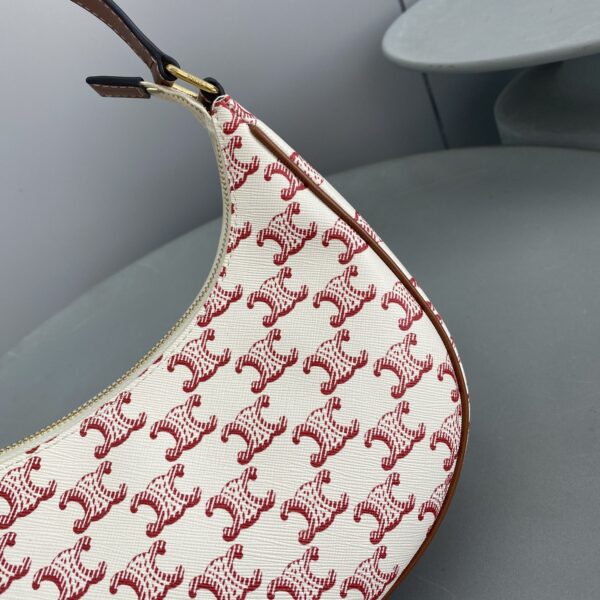 1:1 Replica Celine Ava Bag In Triomphe Canvas White/Red For Women 9in/23.5cm