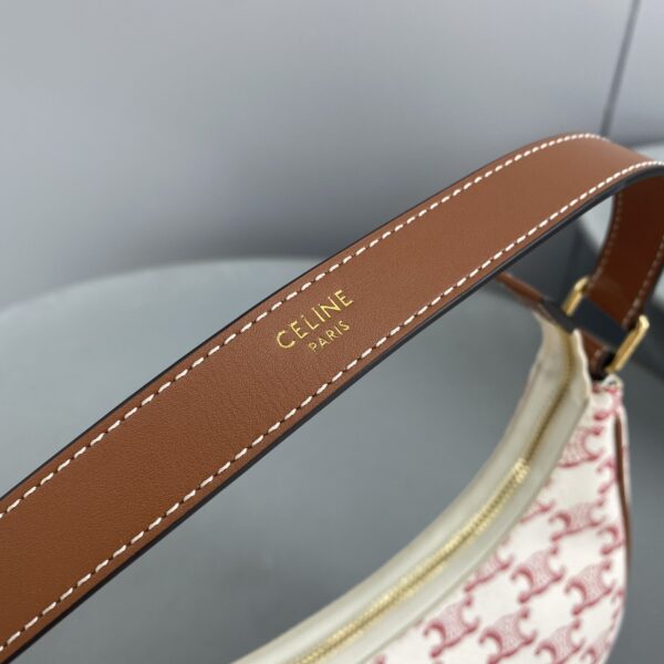 1:1 Replica Celine Ava Bag In Triomphe Canvas White/Red For Women 9in/23.5cm