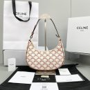 1:1 Replica Celine Ava Bag In Triomphe Canvas White/Red For Women 9in/23.5cm