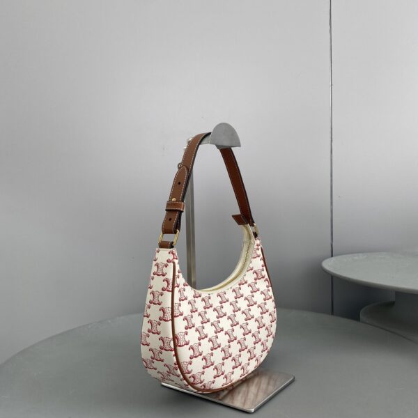 1:1 Replica Celine Ava Bag In Triomphe Canvas White/Red For Women 9in/23.5cm