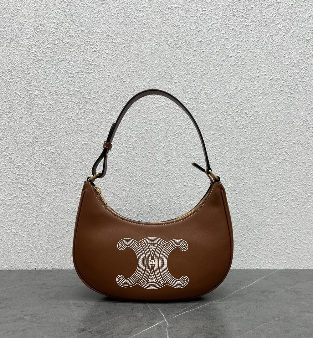 1:1 Replica Celine Ava Bag With Triomphe Embroidery Tan For Women 9in/23cm 193953EFS.04LU