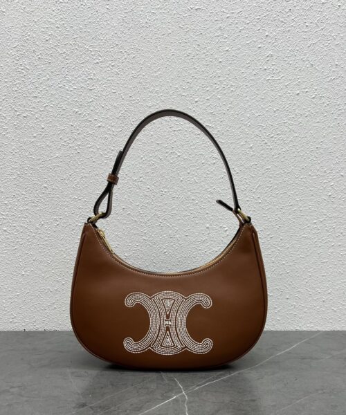 1:1 Replica Celine Ava Bag With Triomphe Embroidery Tan For Women 9in/23cm 193953EFS.04LU