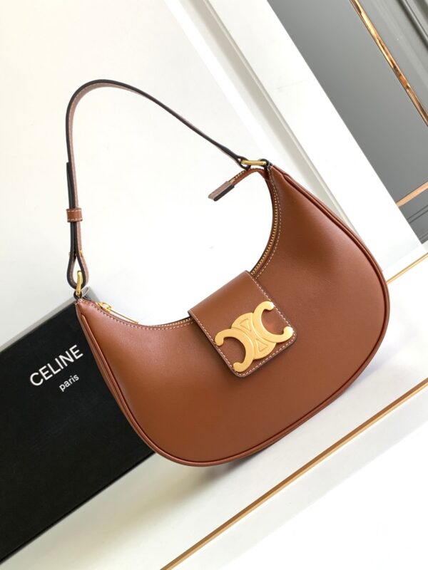 1:1 Replica Celine Ava Triomphe Soft Bag Brown For Women 24.5cm / 10in 114493DGQ.04LU