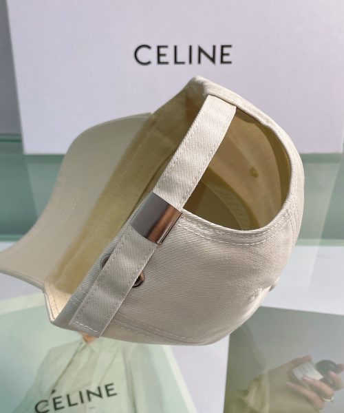 Celine Baseball Cap In Cotton Beige