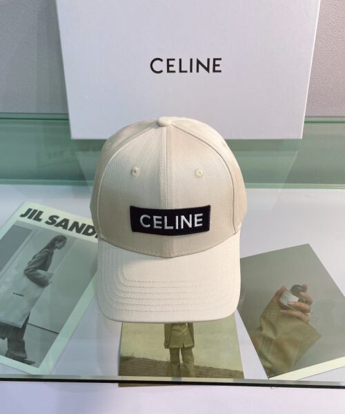 Celine Baseball Cap In Cotton Beige
