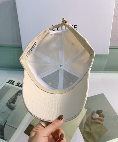 Celine Baseball Cap In Cotton Beige