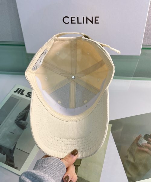 Celine Baseball Cap In Cotton Beige