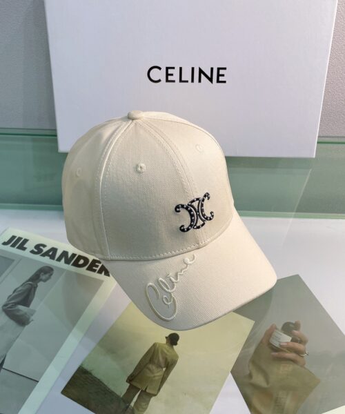 Celine Baseball Cap In Cotton Beige