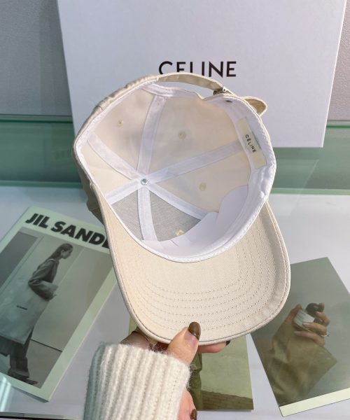 Celine Baseball Cap In Cotton Beige