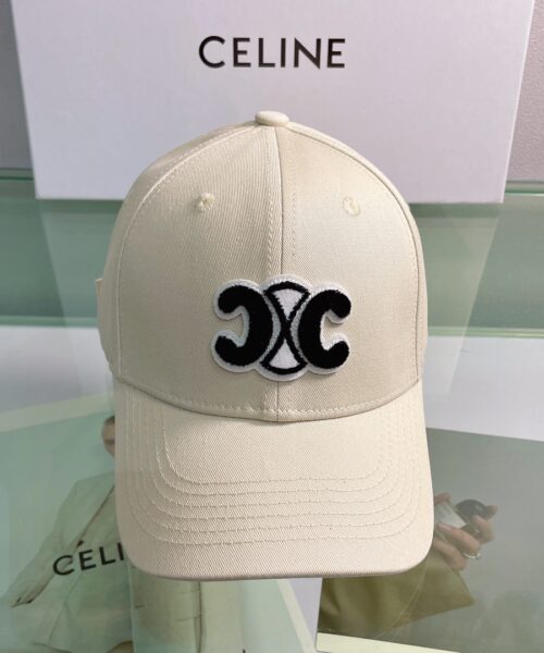 Celine Baseball Cap In Cotton Beige