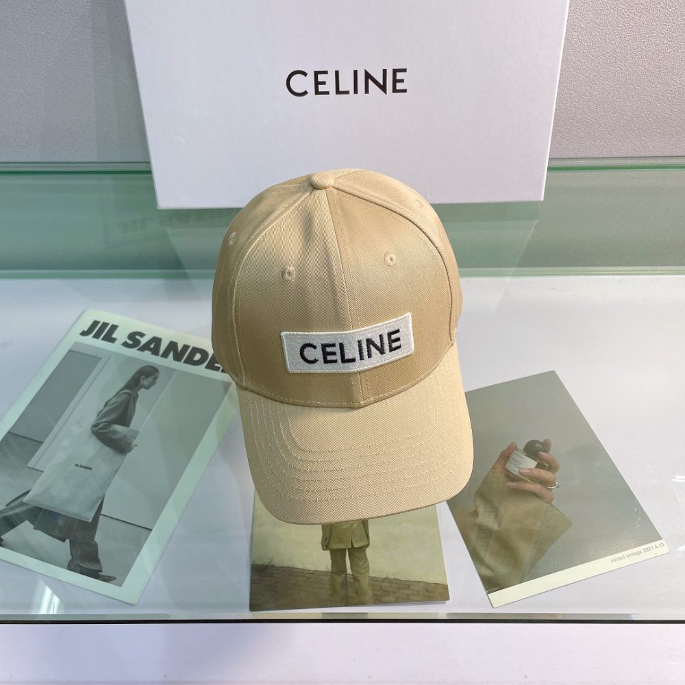 Celine Baseball Cap In Cotton Beige