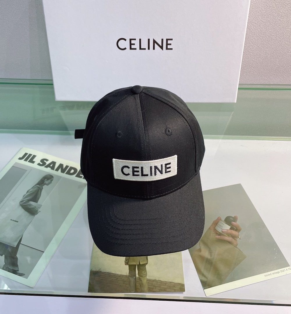 Celine Baseball Cap In Cotton Black
