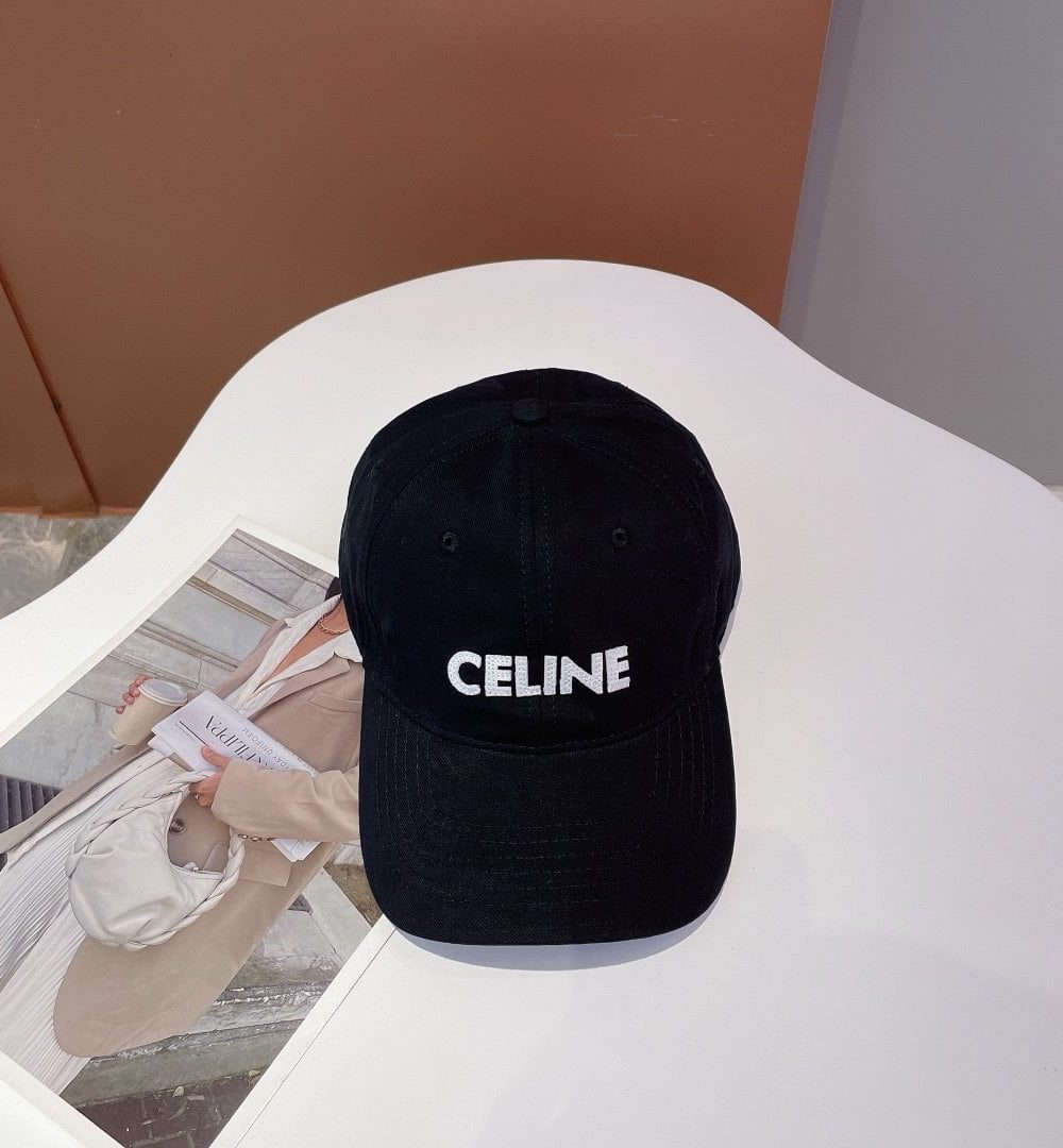 Celine Baseball Cap In Cotton Black
