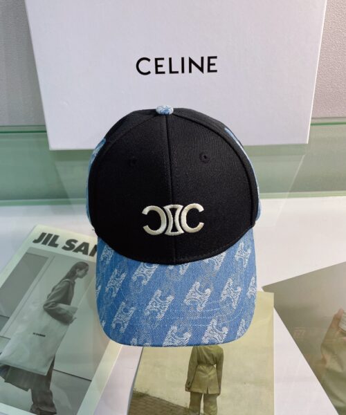 Celine Baseball Cap In Cotton Black