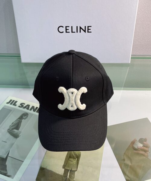 Celine Baseball Cap In Cotton Black