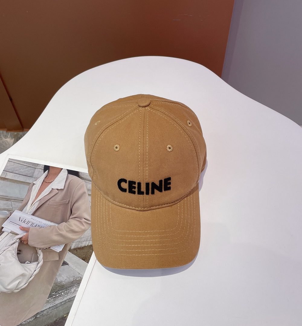 Celine Baseball Cap In Cotton Brown