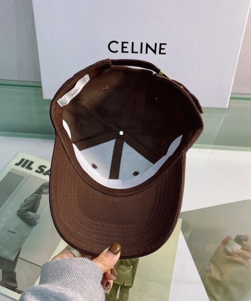 Celine Baseball Cap In Cotton Dark Brown