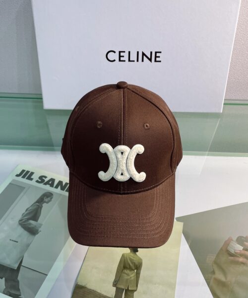 Celine Baseball Cap In Cotton Dark Brown