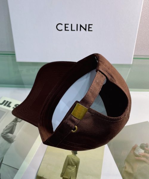 Celine Baseball Cap In Cotton Dark Brown
