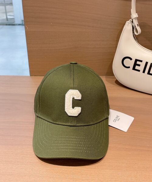 Celine Baseball Cap In Cotton Dark Green