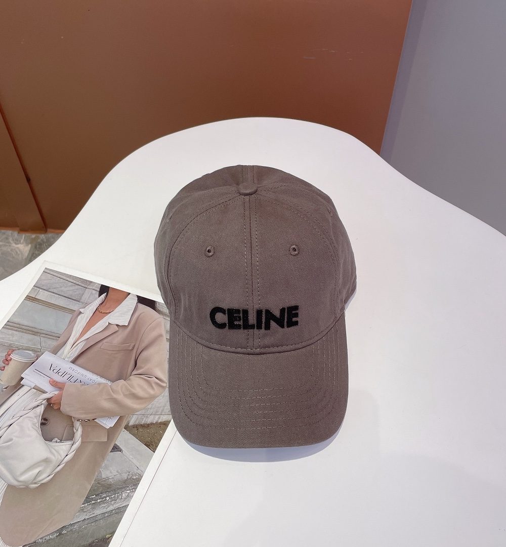 Celine Baseball Cap In Cotton Dark Grey