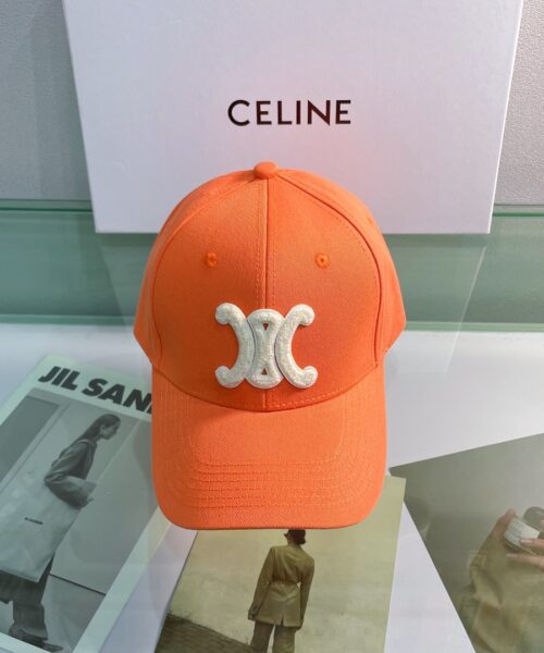 Celine Baseball Cap In Cotton Orange