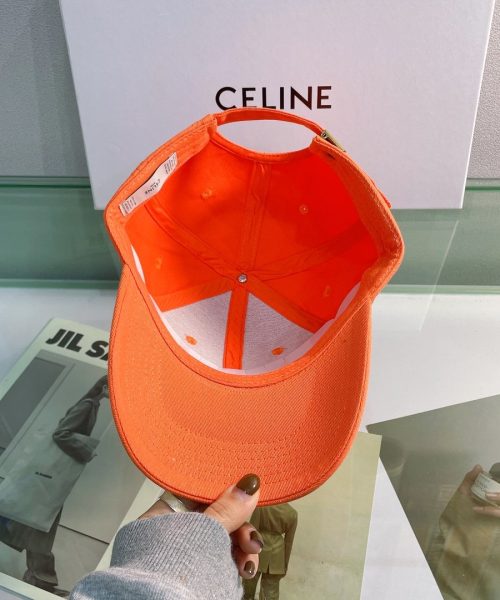 Celine Baseball Cap In Cotton Orange