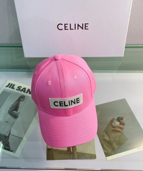 Celine Baseball Cap In Cotton Pink