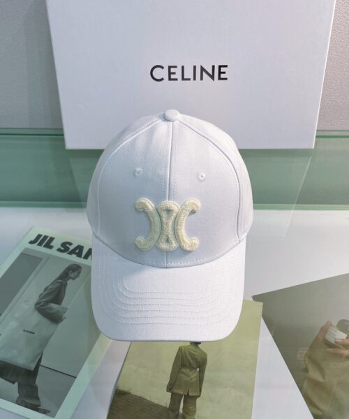 Celine Baseball Cap In Cotton White