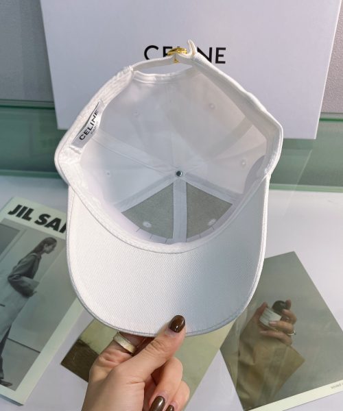 Celine Baseball Cap In Cotton White