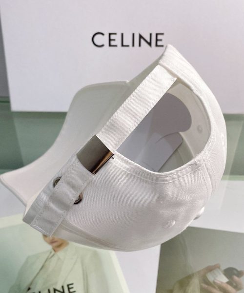 Celine Baseball Cap In Cotton White