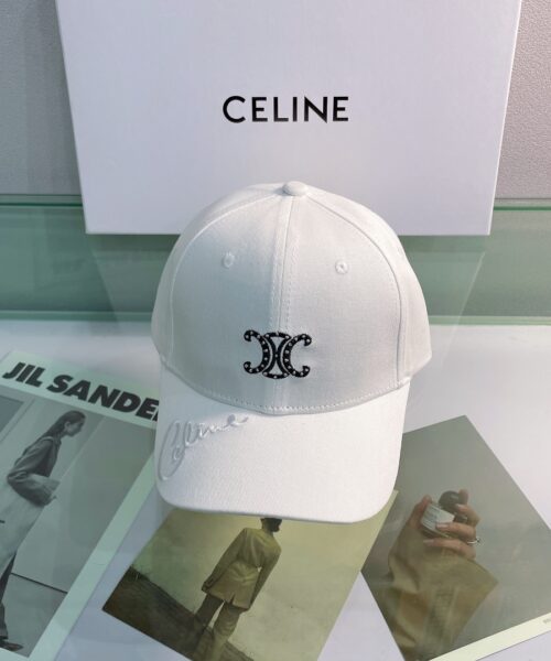 Celine Baseball Cap In Cotton White