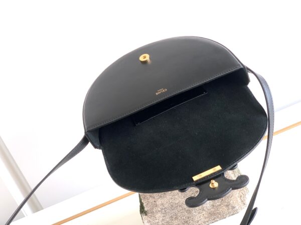 1:1 Replica Celine Besace Cuir Triomphe Bag Black For Women 9in/23cm