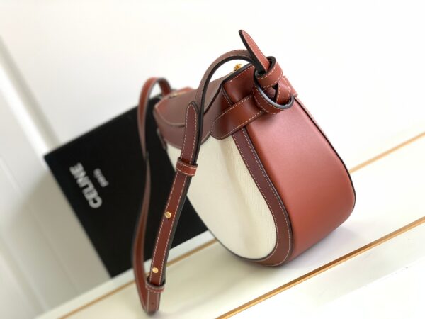 1:1 Replica Celine Besace Noeuds Francais Bag Brown/White For Women 10in/25cm
