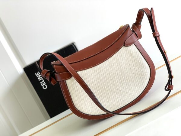 1:1 Replica Celine Besace Noeuds Francais Bag Brown/White For Women 10in/25cm