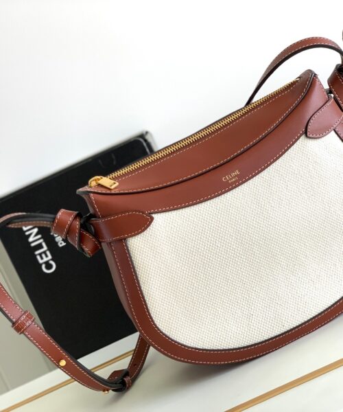 1:1 Replica Celine Besace Noeuds Francais Bag Brown/White For Women 10in/25cm