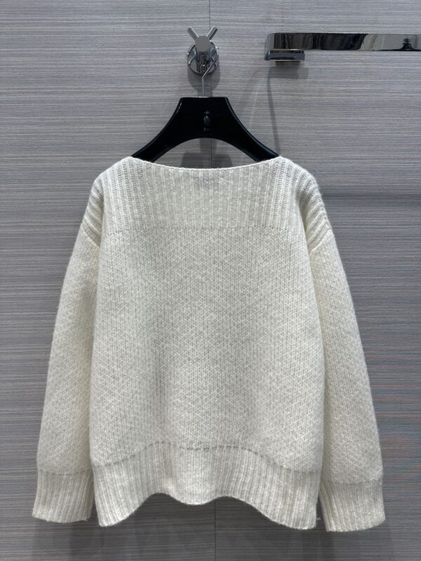 Celine Boat Neck Triomphe Sweater White For Women