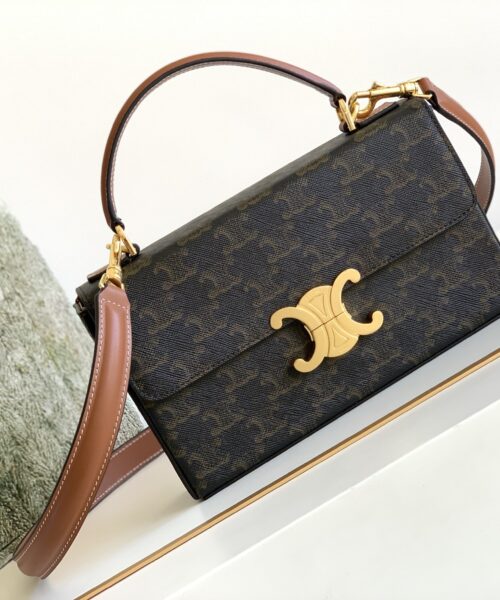 1:1 Replica Celine Box Triomphe Bag In Triomphe Canvas Brown For Women 9in/22cm