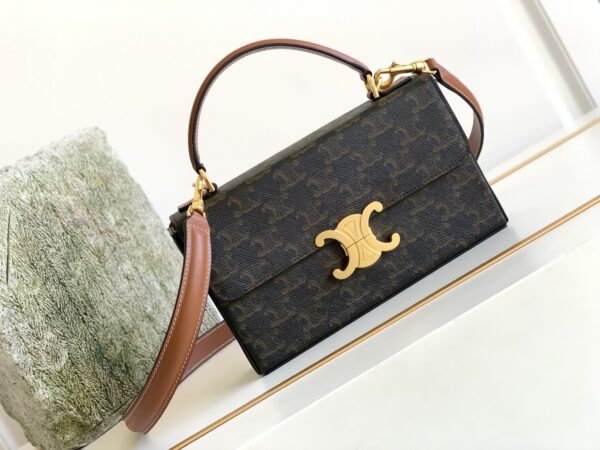 1:1 Replica Celine Box Triomphe Bag In Triomphe Canvas Brown For Women 9in/22cm