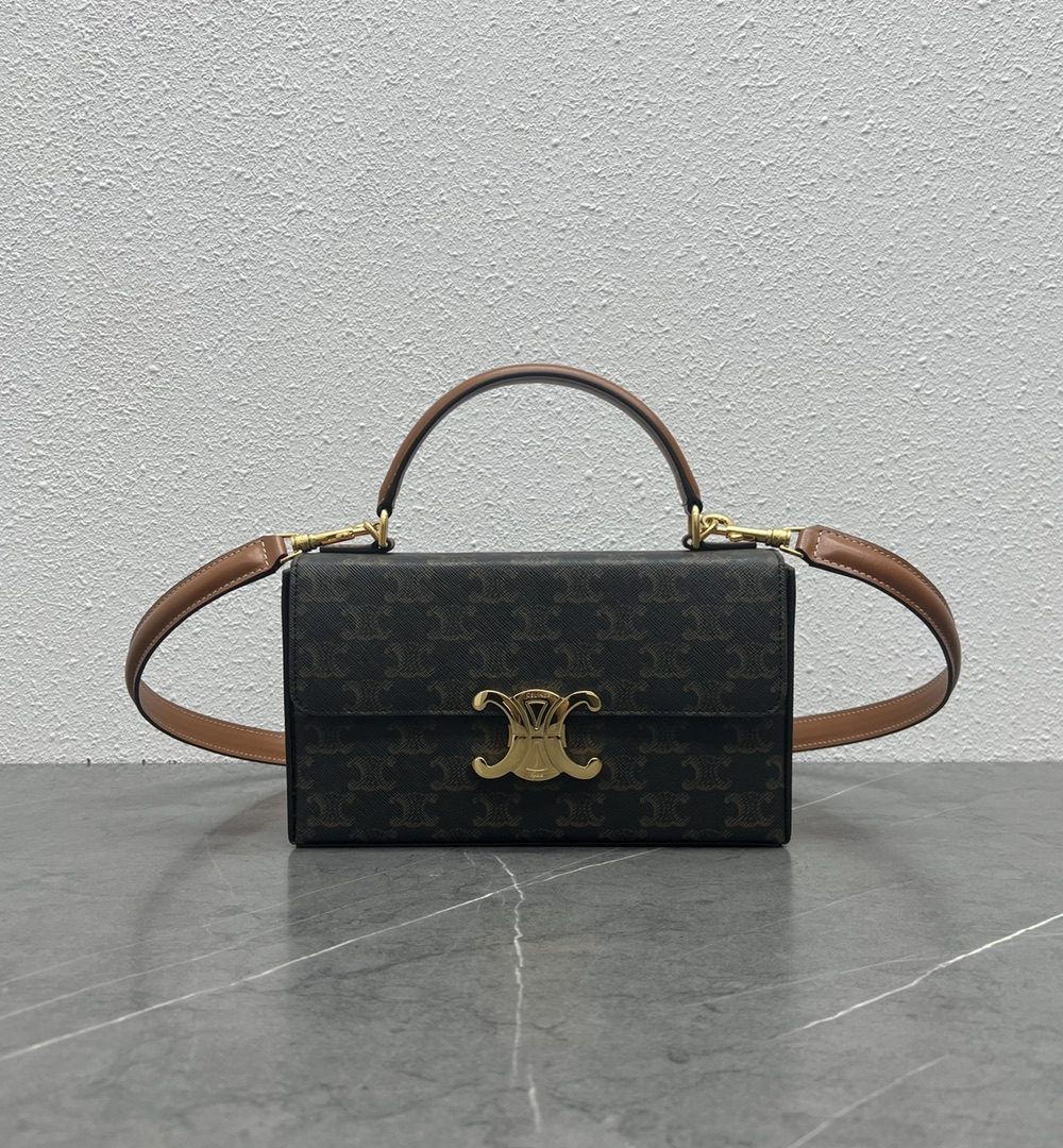 1:1 Replica Celine Box Triomphe In Triomphe Canvas Tan For Women 9in/22cm 199992CUZ.04LU