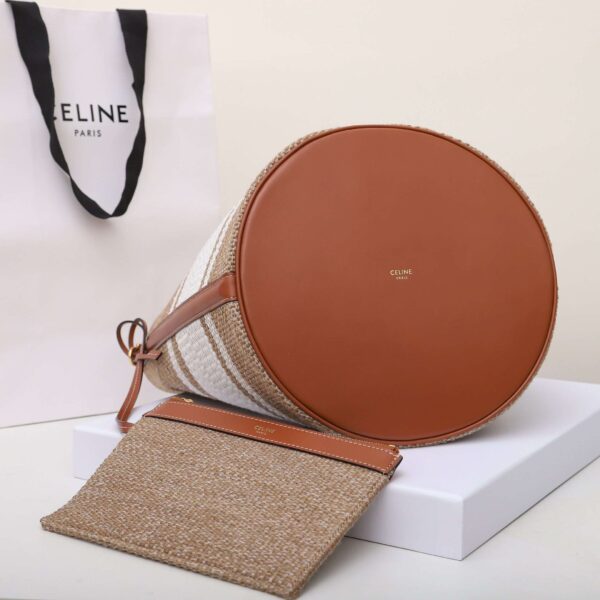 1:1 Replica Celine Bucket 16 Bag In Striped Textile Beige For Women 9.8in/25cm