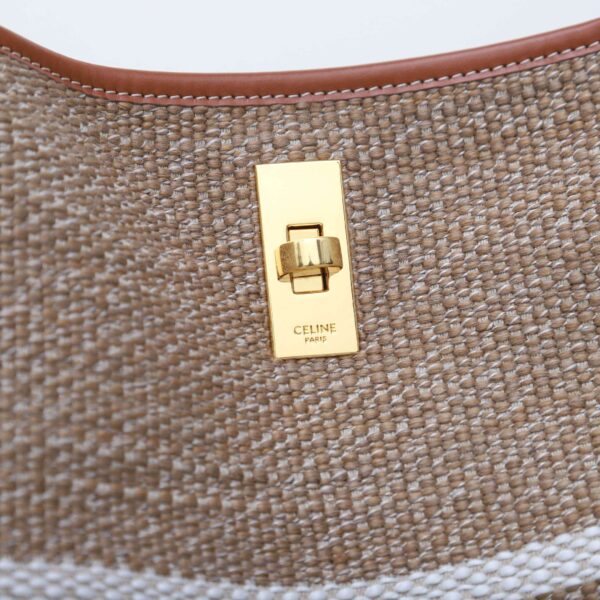 1:1 Replica Celine Bucket 16 Bag In Striped Textile Beige For Women 9.8in/25cm