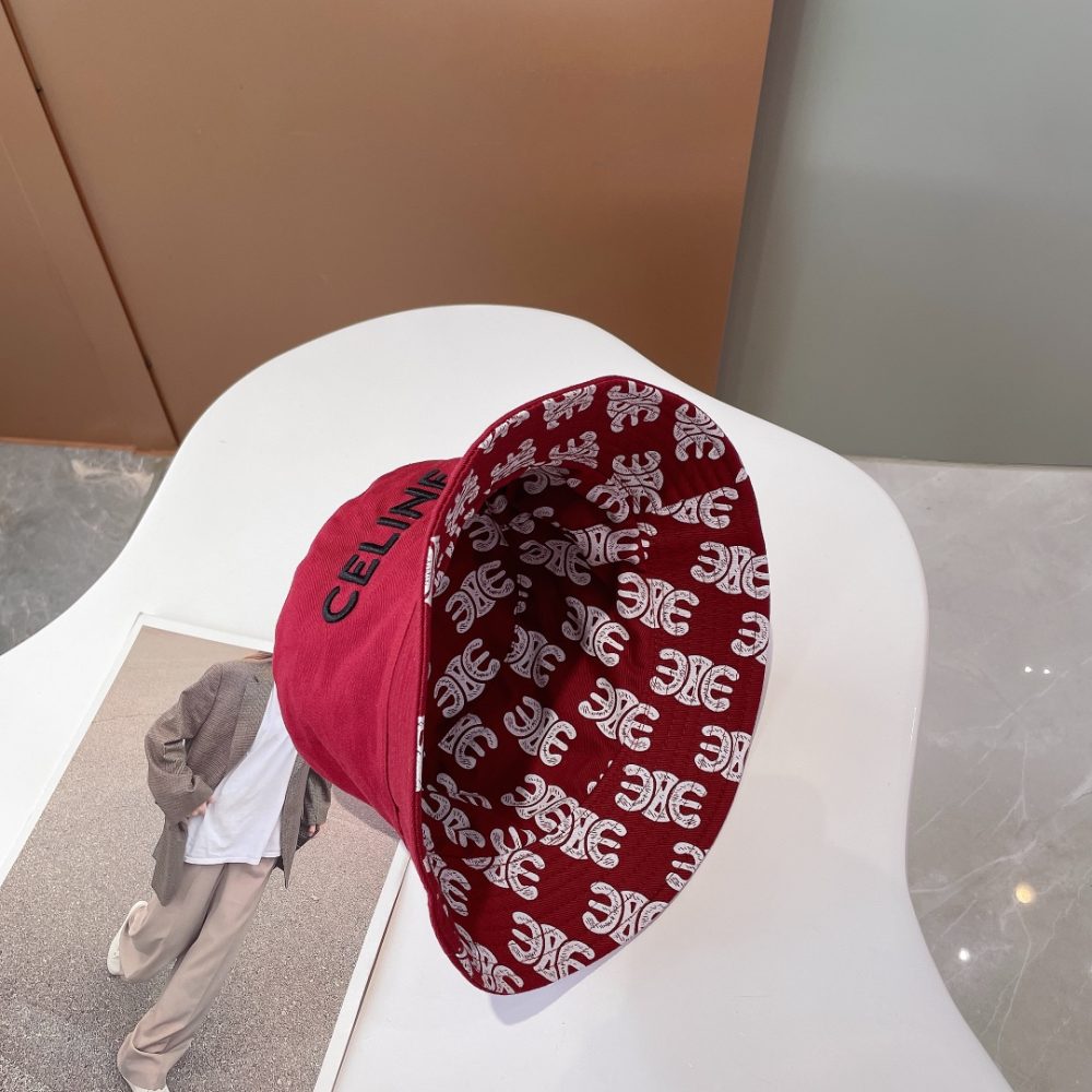 Celine Bucket Hat Red Celine Hat - Image 3
