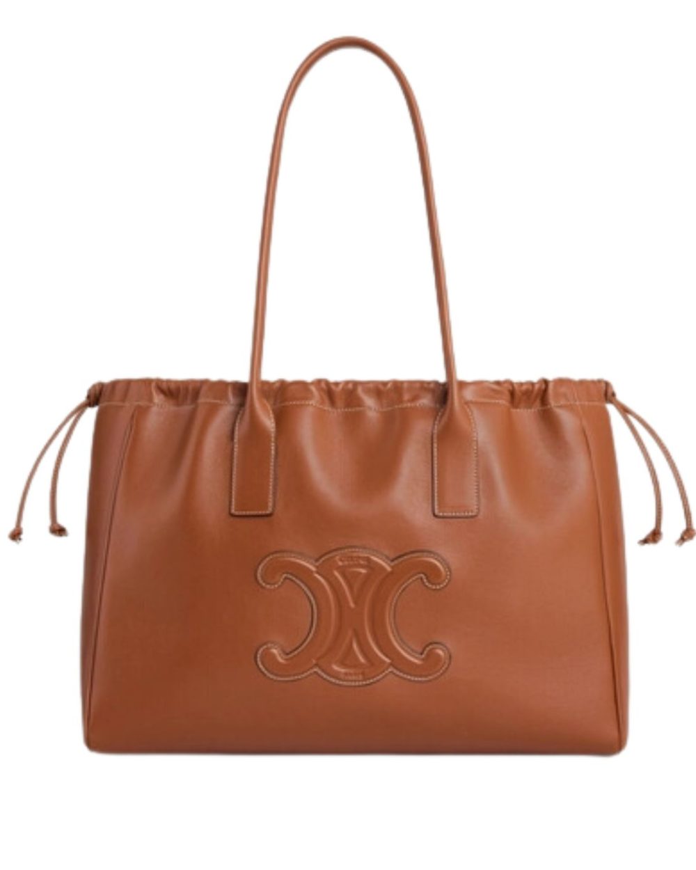 1:1 Replica Celine Cabas Drawstring Cuir Triomphe Brown For Women 44cm / 17in 199973DU3.04LU