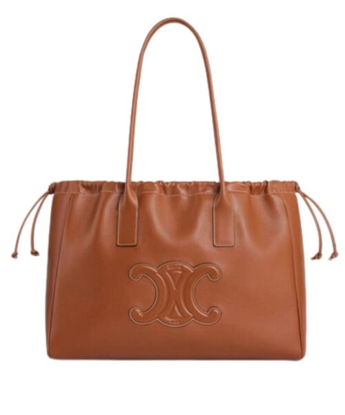 1:1 Replica Celine Cabas Drawstring Cuir Triomphe Brown For Women 44cm / 17in 199973DU3.04LU